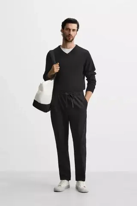 ZARA БРЮКИ-ДЖОГГЕРЫ КОМФОРТНОЙ ПОСАДКИ, ЧЕРНЫЙ