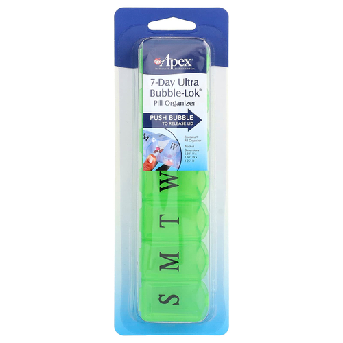 Apex, органайзер для таблеток Ultra Bubble-Lok® на 7 дней, 1 упаковка для таблеток