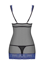 Облегающая сорочка с синим кружевом (Размер: S-M) (Цвет: черный с синим)