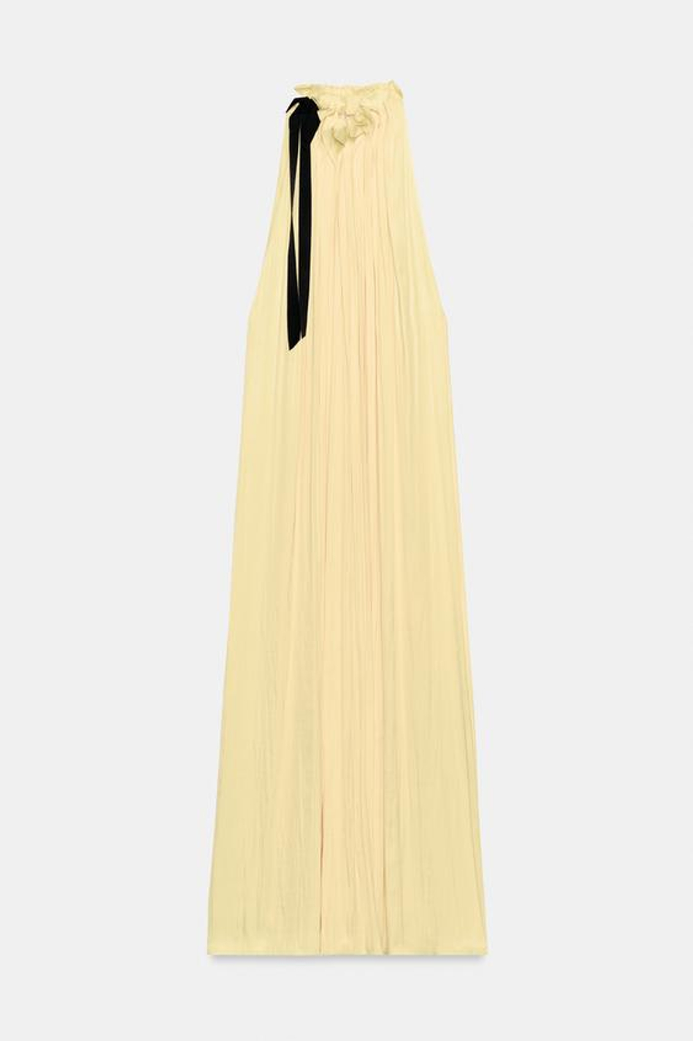 ZARA АТЛАСНОЕ ПЛАТЬЕ ХАЛТЕР — ZW COLLECTION, ЖЕЛТЫЙ
