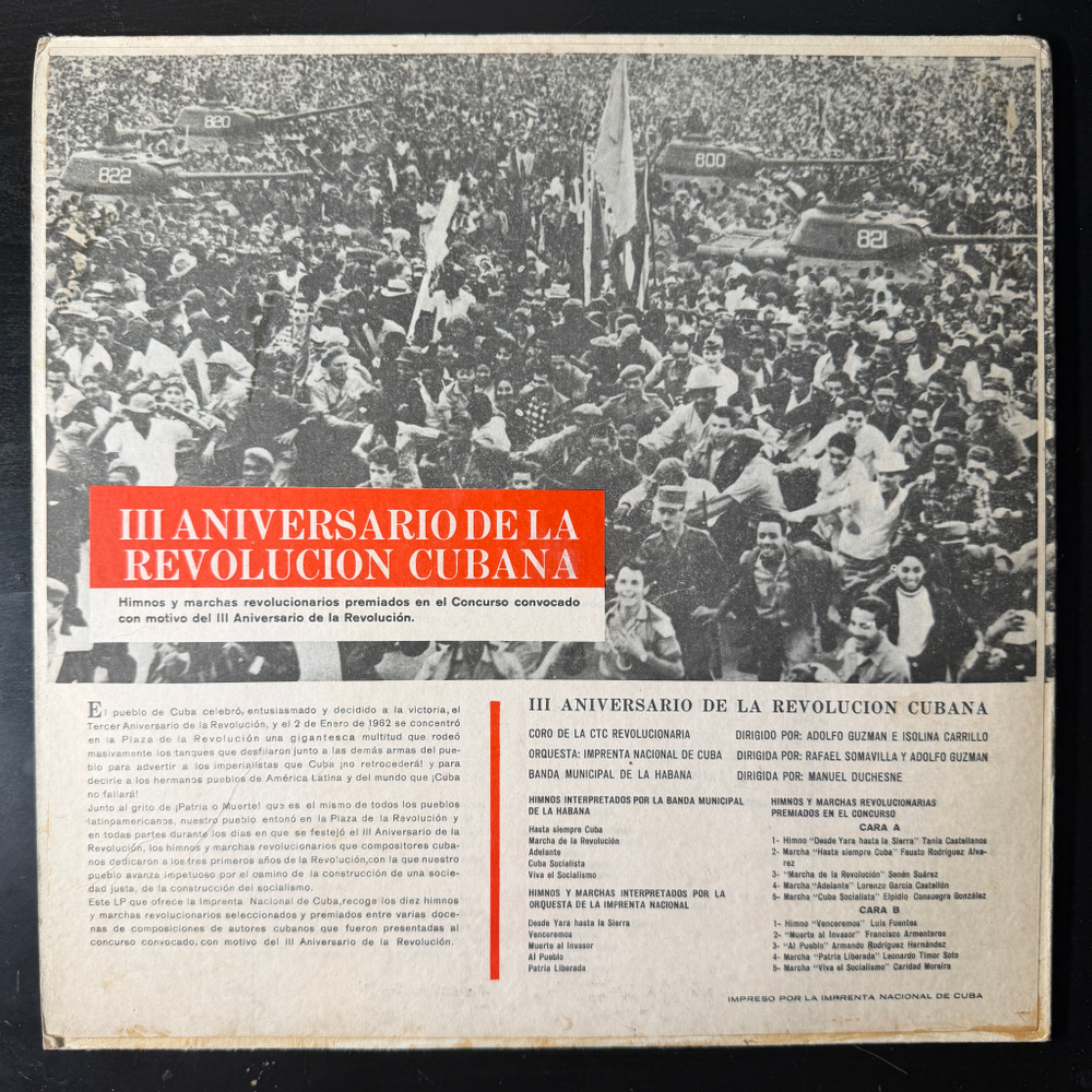 Сборник Tercer Aniversario De La Revolución Cubana - Himnos Y Marchas (Куба 1962г.)