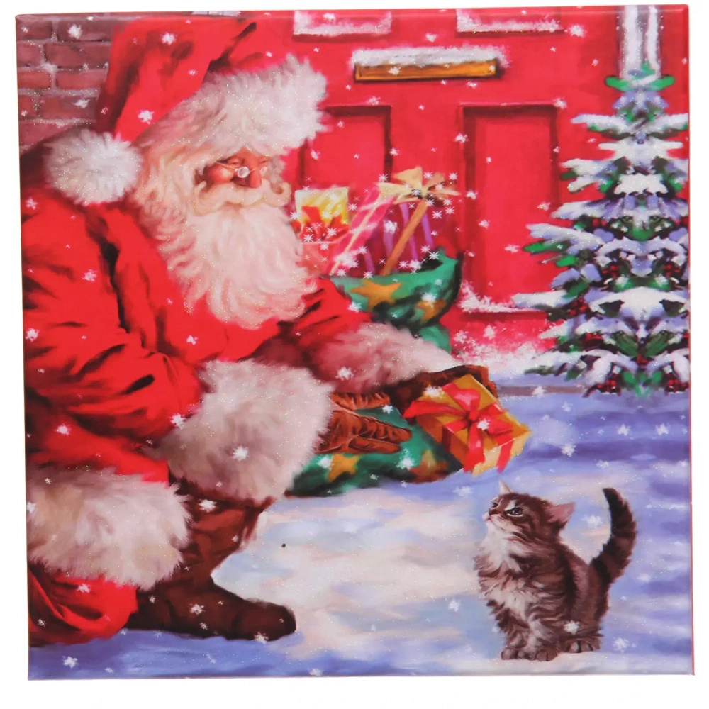 Коробка подарочная «Дед Мороз и кошка» 18*18*8,5 см