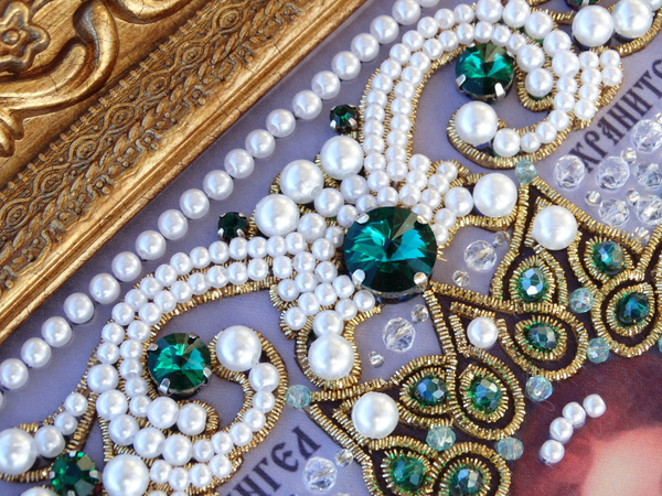 ЖС-8-ЗИ Набор для вышивания хрустальными камнями Ангел Хранитель (изумрудный)