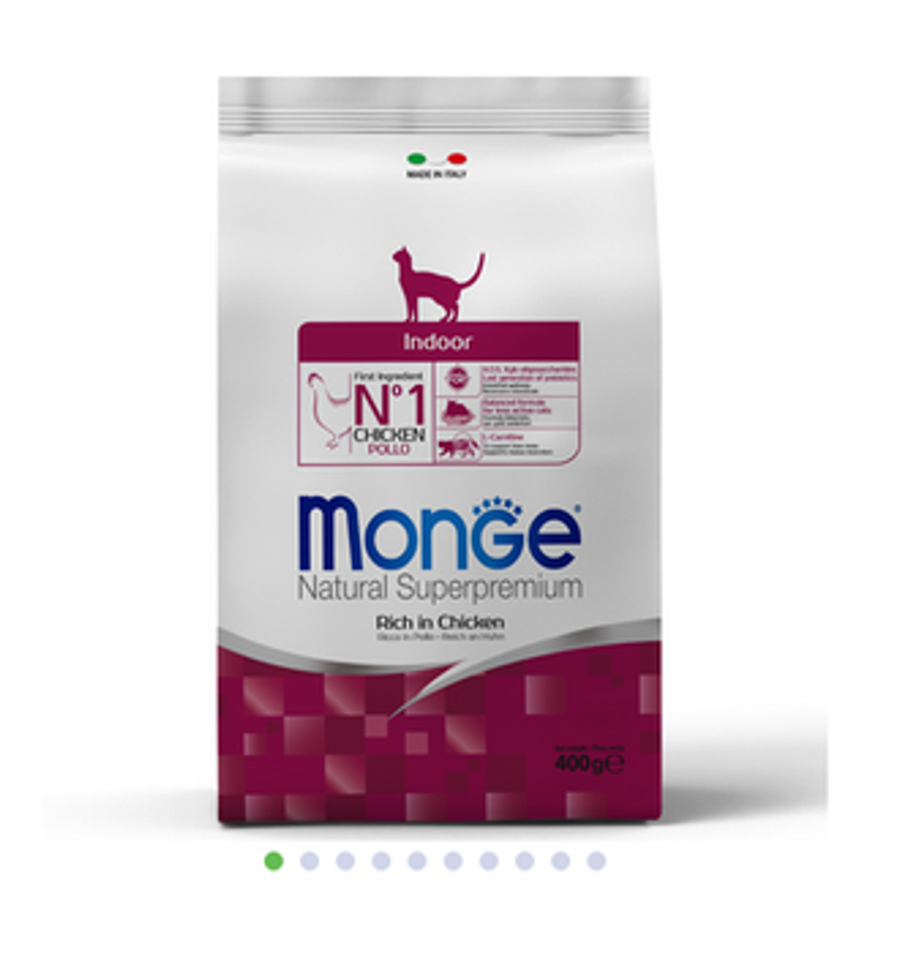 Monge Cat Indoor корм для домашних кошек с курицей, 400г