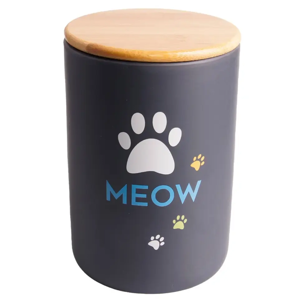 Mr.kranch meow бокс керамический для хранения корма для кошек, 1900 мл, черный