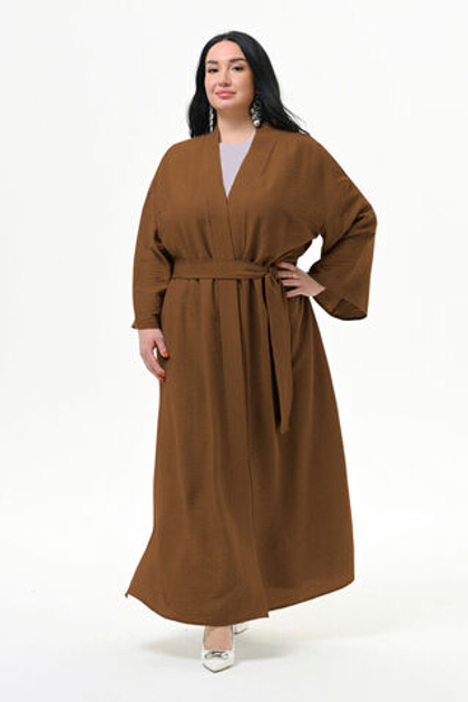 Кардиган-кимоно длиною в пол, корица