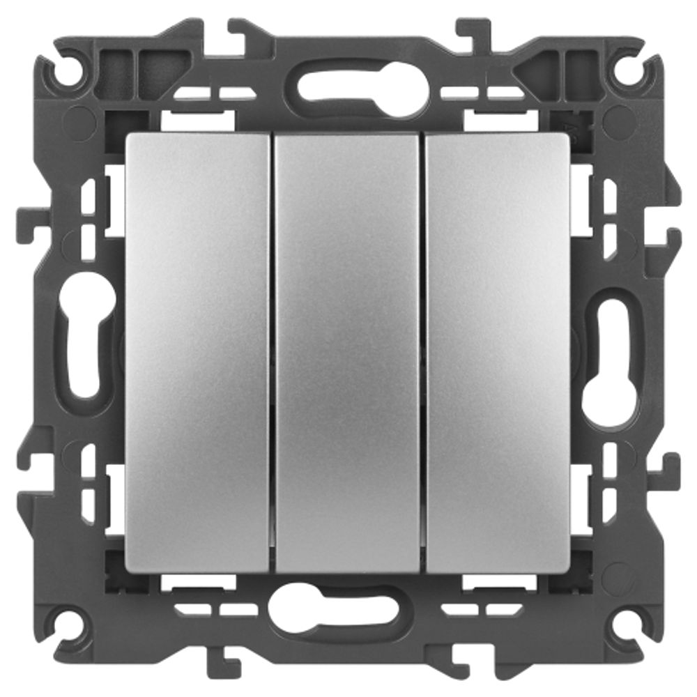 14-1107-03 ЭРА Выключатель тройной, 10АХ-250В, IP20, Эра Elegance, алюминий