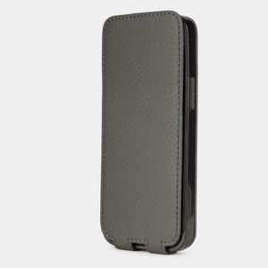 Чехол кожаный для iPhone 12 Mini серого цвета