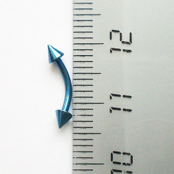 Синий микробанан 8 мм с конусами 3 мм для пирсинга брови. Медицинская сталь, титановое анодирование