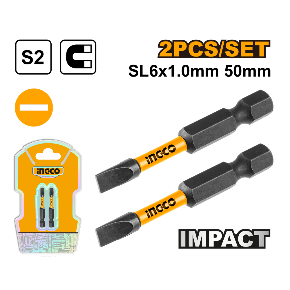 Набор ударных бит IMPACT INGCO SDBIM71SL650 INDUSTRIAL SL6х50 мм 2 шт.