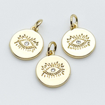 Подвеска Глаз, цвет золото, фианиты, размер 15*13 мм, цена за 1 шт