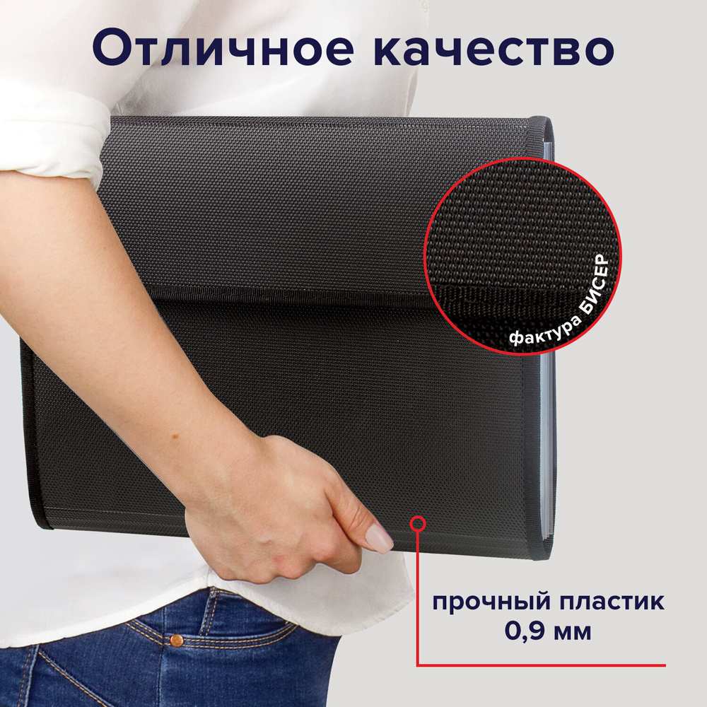 Папка для конференций BRAUBERG А4 6 отделений черная Россия (2 штуки в упаковке)