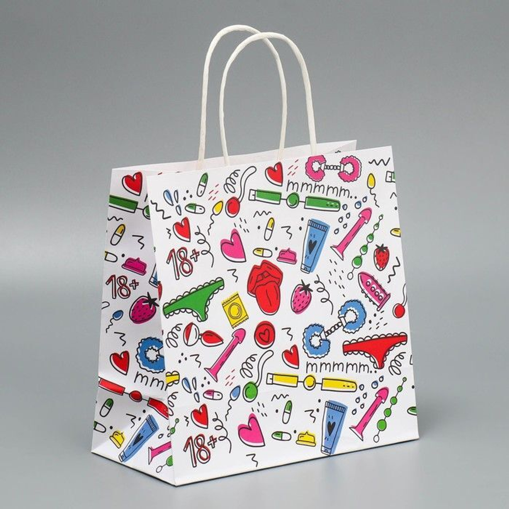 Подарочный крафтовый пакет«18» - 22×22×11 см. (Цвет: разноцветный)