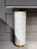 Стол-консоль Ist Casa Прима, 120х40х85 см, белый мрамор, золото