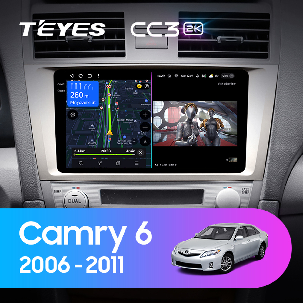 Teyes CC3 2K 9"для Toyota Camry 6 2006-2011