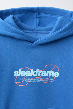 ZARA ХУДИ С КАПЮШОНОМ И НАДПИСЬЮ, СИНИЙ