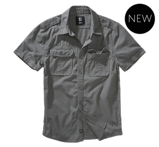 Brandit VINTAGE SHIRT SHORT SLEEVE charcoal grey