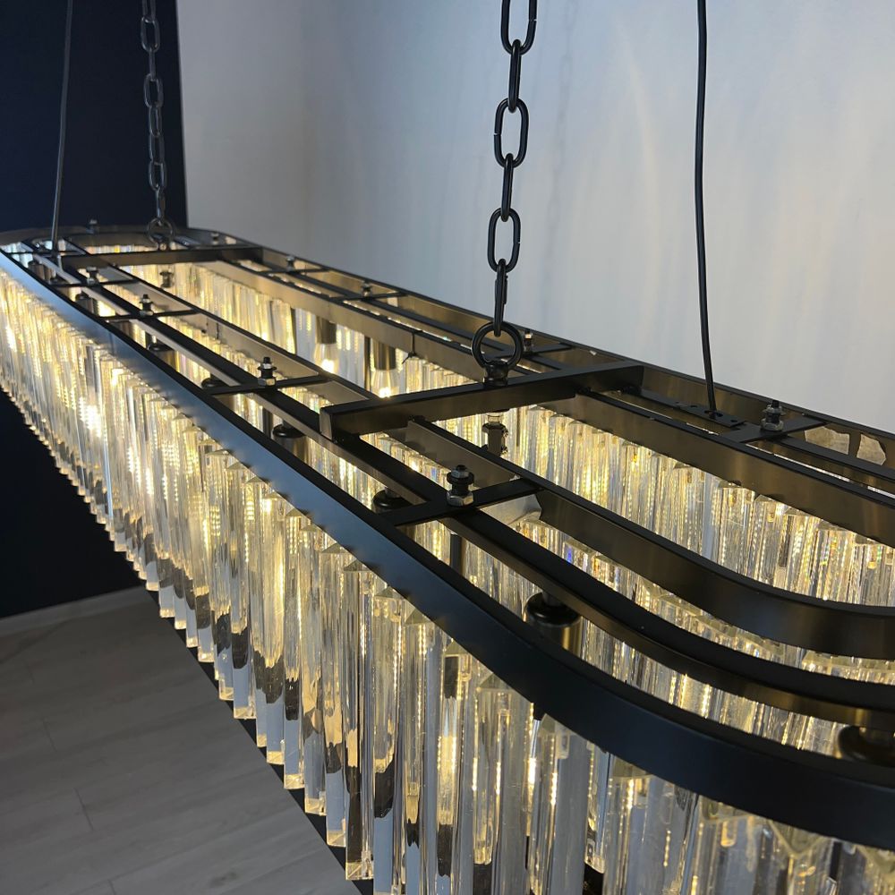 Подвесная Люстра Rh 1920S Odeon Clear Glass Black 180 By Imperiumloft