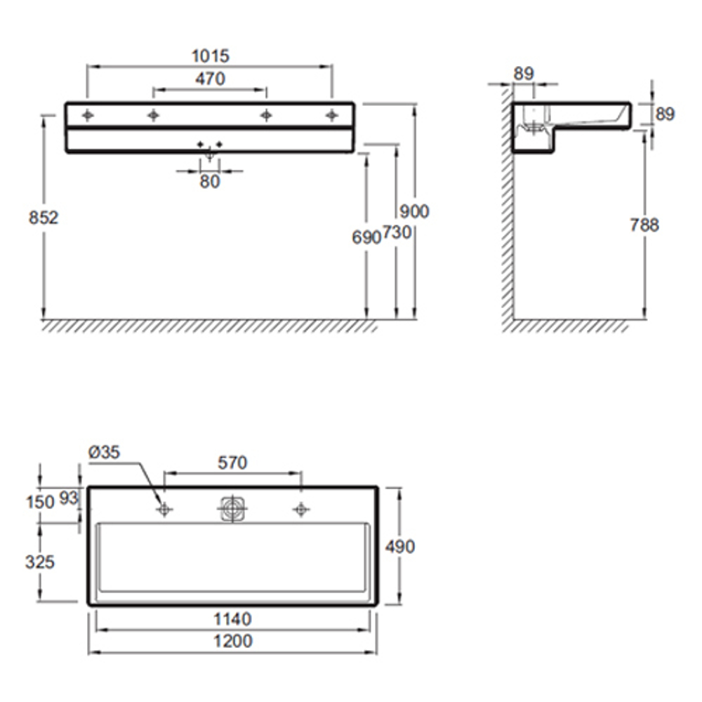 Раковина-столешница двойная Jacob Delafon Terrace 120x49 EXB112-00 схема