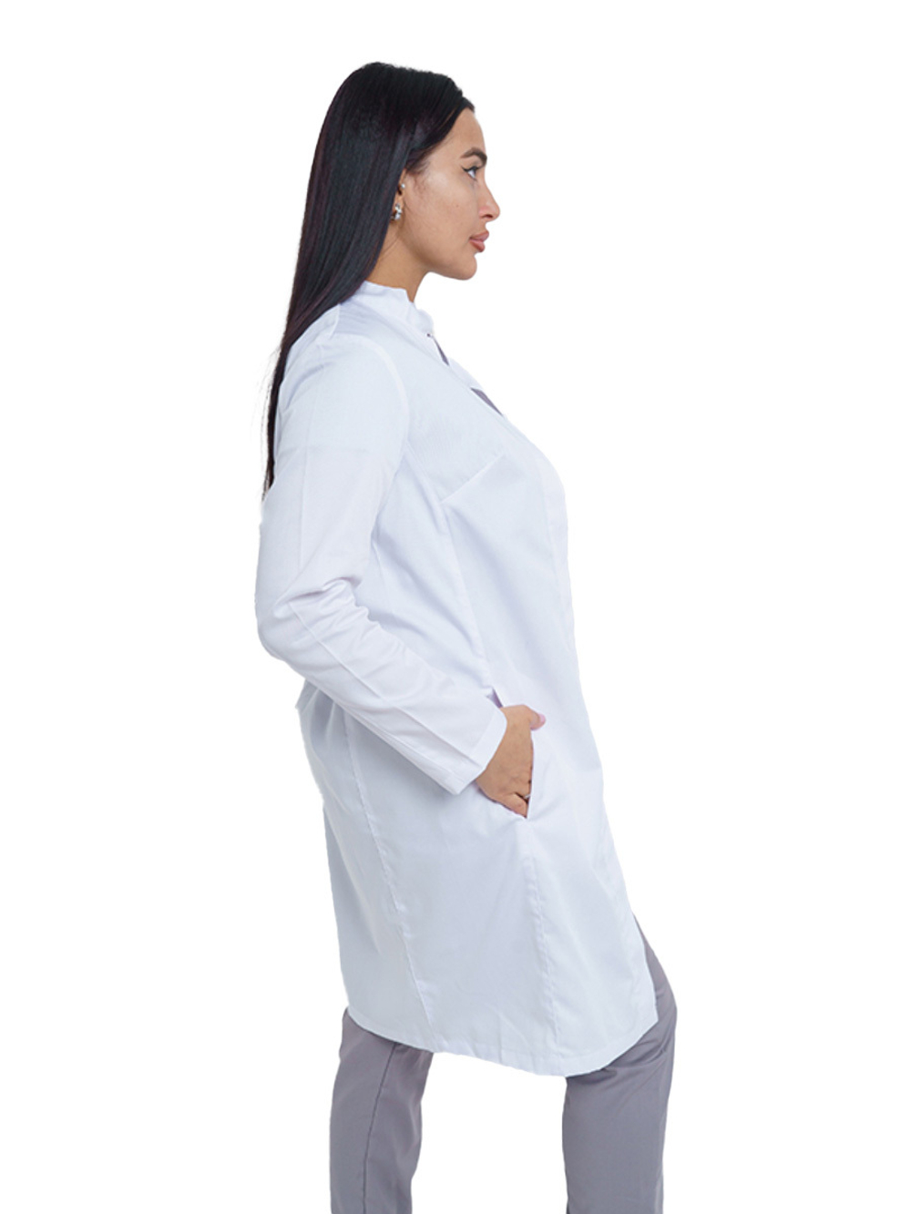 Халат медицинский женский Doctor Big 250, длинный рукав, белый, 58