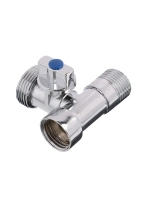 Кран шаровой угловой трехпроходной FRESSO, 1/2"х3/4"х1/2", ВР-НР-НР, хром