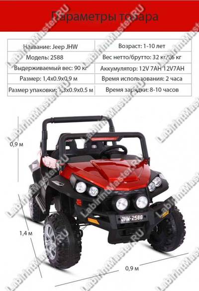 Детский электромобиль  "Buggy - MalinaBay JHW-2588" синий
