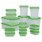 Набор контейнеров PRUTA, прозрачный/зелёный, 17 шт, полипропилен/полиэтилен