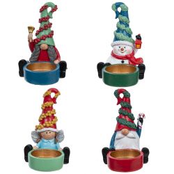GAEM Подсвечник "Ангел/Дед Мороз/Снеговик/Гном" (D свечи 4,5 см), L7 W7 H11 см, 4в.