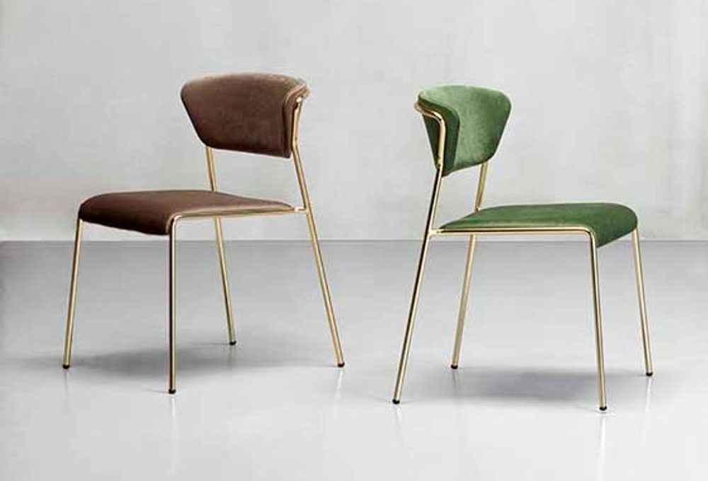 Стул с обивкой Scab Design Lisa, сатинированная латунь, зеленый