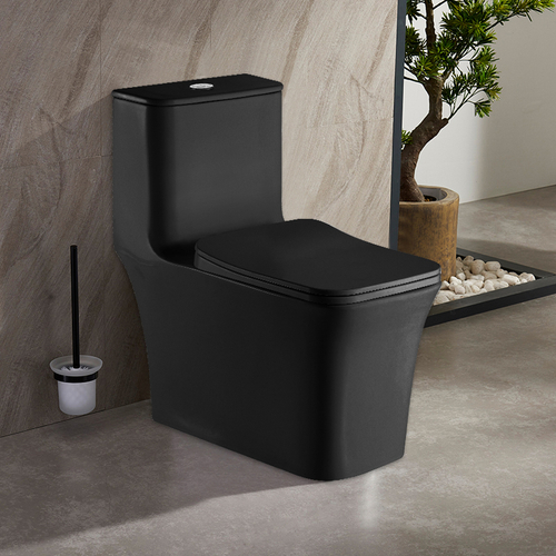 Унитаз-моноблок безободковый Azario Gressa AZ-1111MB с крышкой-сиденьем микролифт, матовый черный