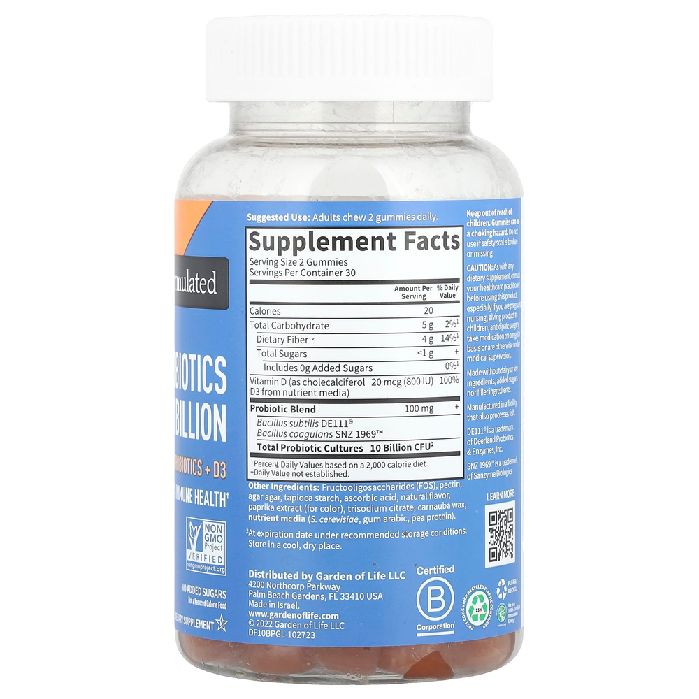 Garden of Life, Пробиотики, Orange Dream, 10 млрд, 60 жевательных таблеток