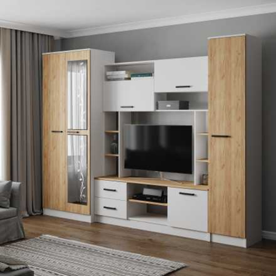 Гостиная Соло 2700х2100х500мм белый / дуб крафт золотой