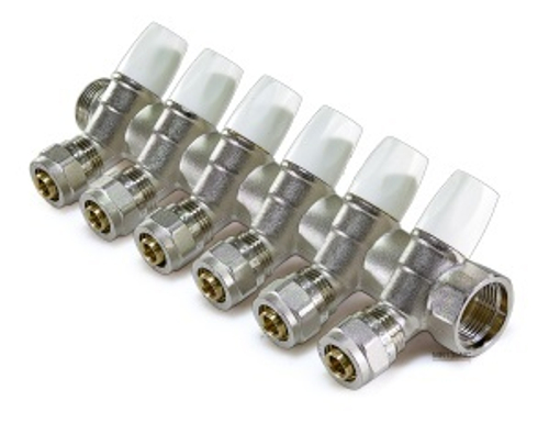 Кол. регул. 135*  "TIM" 1"-16 6вых. (бел.)1/12