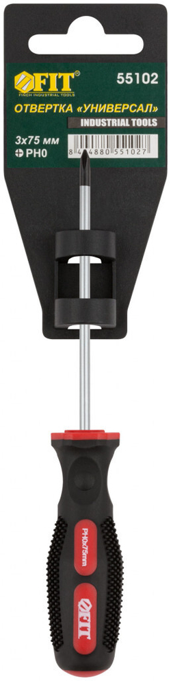 Отвертка "Универсал" прорезиненная ручка Профи 3х75 мм РН0 FIT