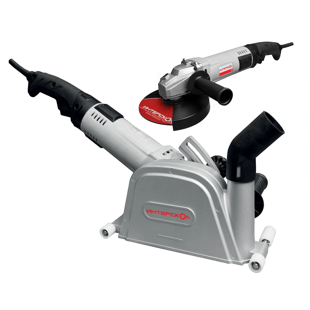 Система профессиональной бетонообработки 2 в 1: бороздодел (штроборез) + угловая шлифовальная машина ИНТЕРСКОЛ ПД-150/1800Э + УШМ-180/1800Э