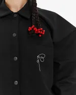 Рубашка Borozna c вышивкой ниточка черная