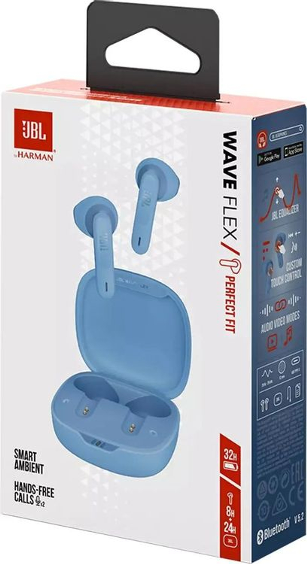 Наушники JBL Wave Flex, Bluetooth, вкладыши, синий [jblwflexblu]