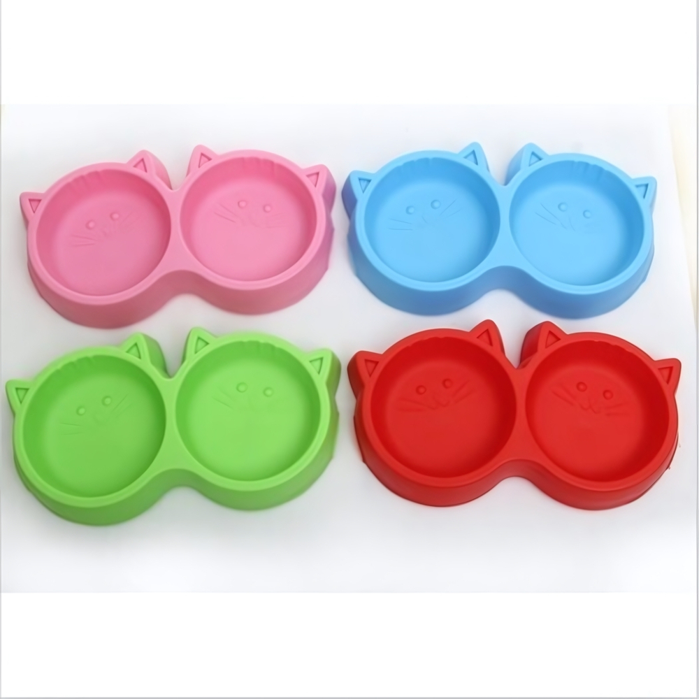 Миска пластиковая двойная «Мр. Томас», цвет зелёный, 27,5*14,5*3,8см