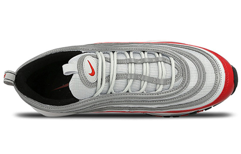 Nike Air Max 97 University Red color matching casual non-slip lightweight low-top running shoes men's silver red