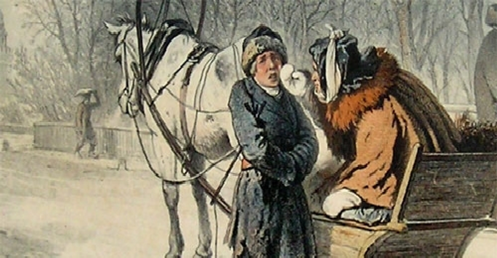 "Зима". Литография с рисунка К.А.Трутовского. 1860г. - антикварная литография