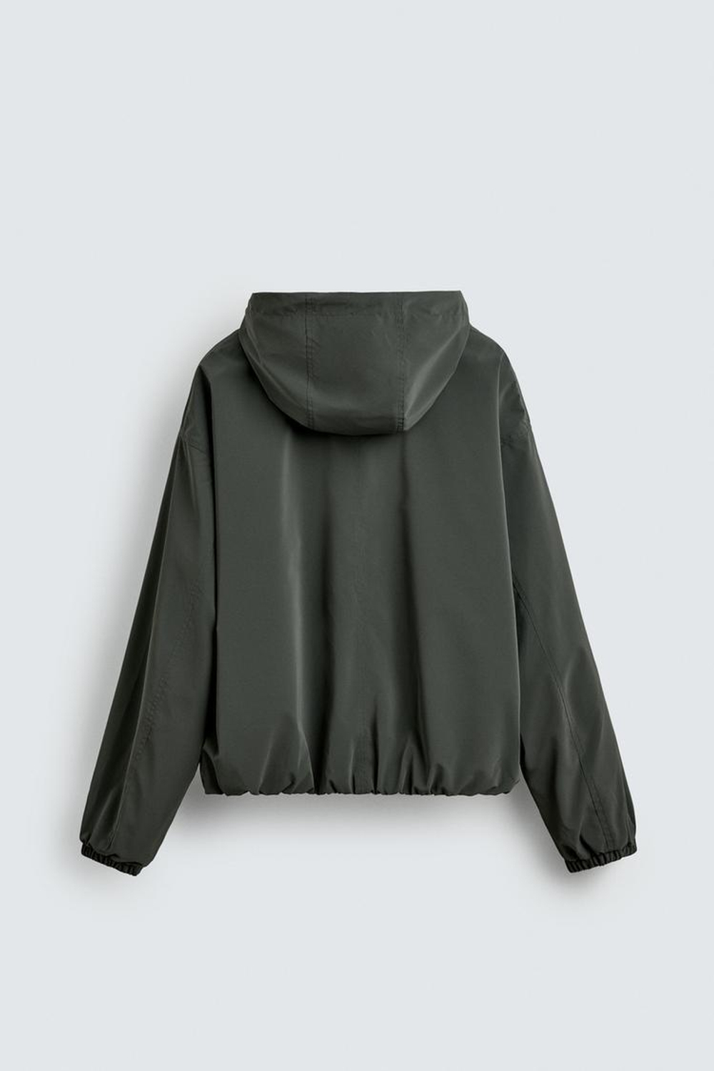 ZARA КУРТКА ИЗ ВЫСОКОТЕХНОЛОГИЧНОЙ ТКАНИ С КАПЮШОНОМ, СЕРО-СИНИЙ