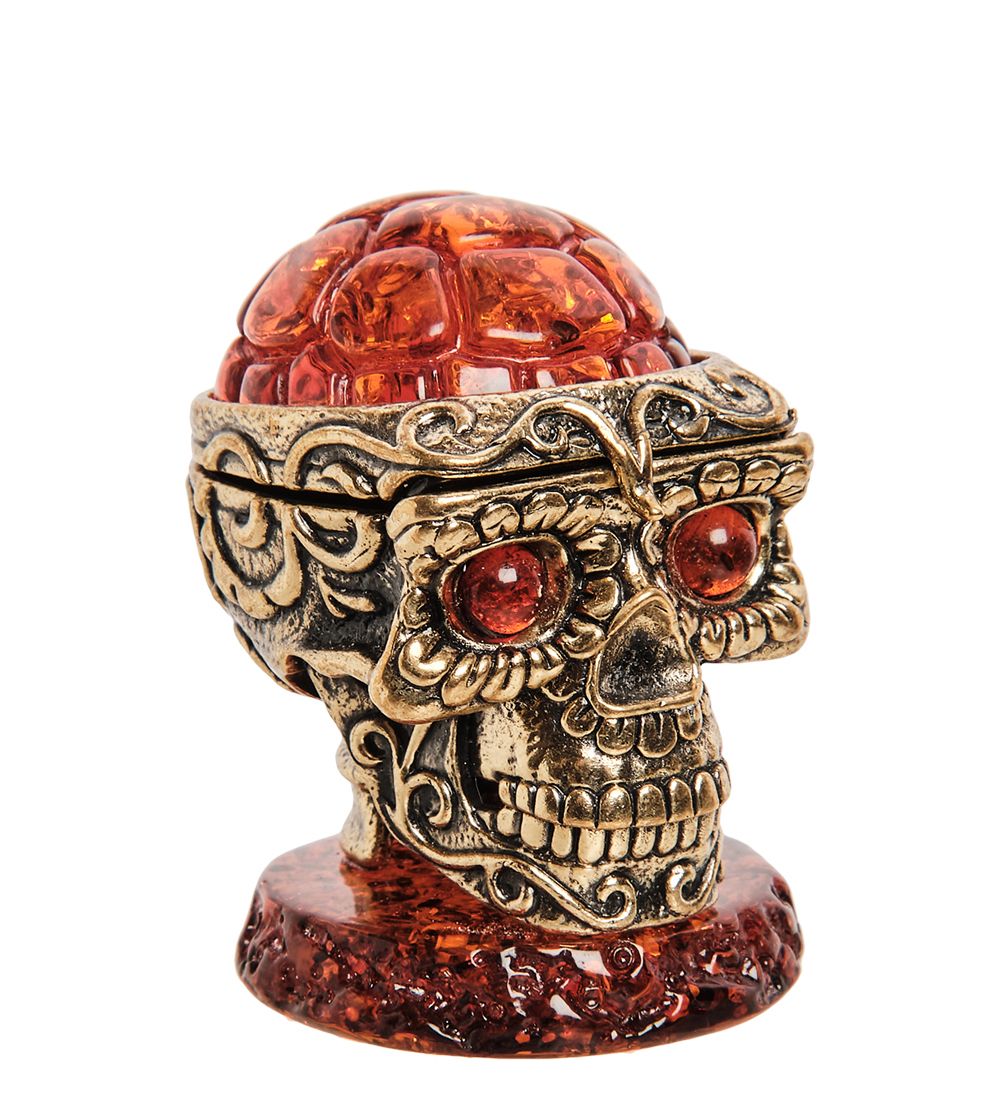 Народные промыслы AM-3269 Шкатулка «Череп» (латунь, янтарь)