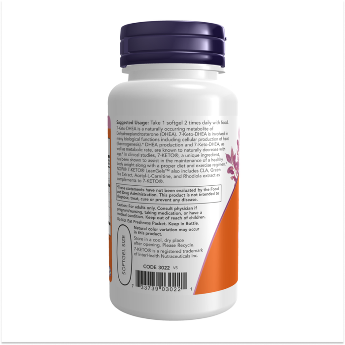 7-Кето ДГЭА, 7-Keto LeanGels 100 mg, Now Foods, 60 желатиновых капсул 2