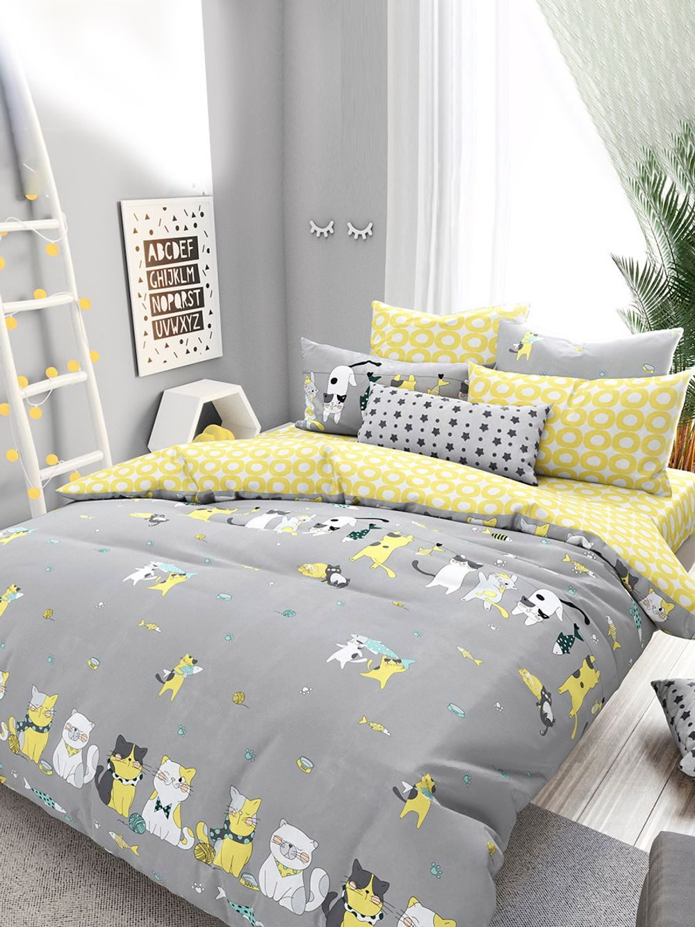 Постельное белье поплин Сказка "Рыболовы/Рыболовы (компаньон)" 1,5-сп Наволочка 50х70 см 1 шт Простынь 150x215 см Пододеяльник 145x215 см