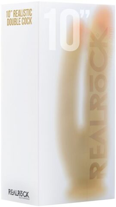 Телесный анально-вагинальный фаллоимитатор Realistic Double Cock 10 Inch - 25,5 см. (Цвет: телесный)