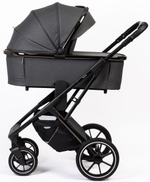Детская коляска Peppy Tecla 3 в 1 с автокреслом First black Shadow Antrazit Chrome Edition (Графитовый)