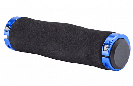 Ручки руля XH-GN02BL 130 мм чёрные, с синими алюминиевыми кольцами материал EVA арт.150241