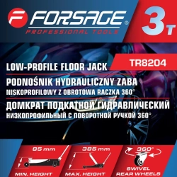 Домкрат подкатной гидравлический низкопрофильный с поворотной ручкой 3т Forsage F-TR8204