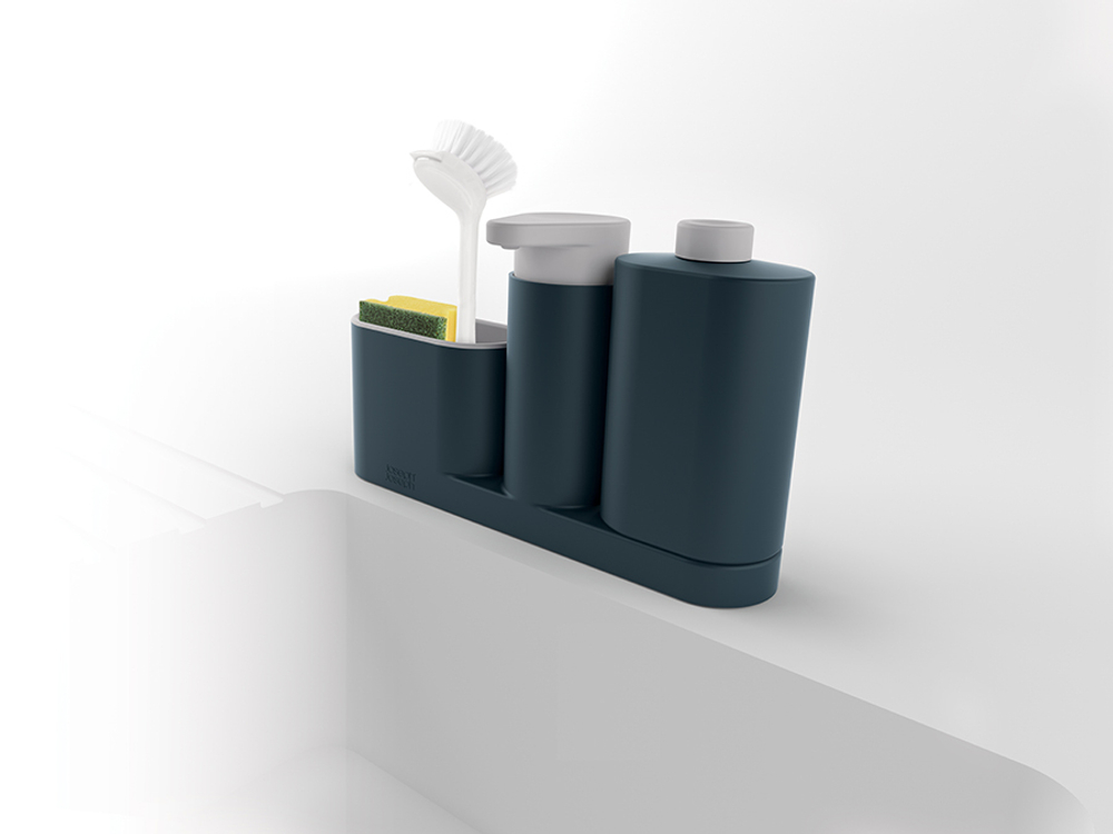Органайзер для раковины с дозатором для мыла и бутылочкой SinkBase Plus серый, Joseph Joseph