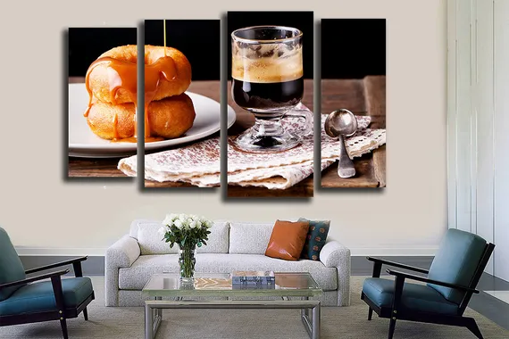 Модульная картина "Кофе с пончиком"